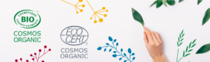 bannière avec les logos Bio et Ecocert Cosmos Organic
