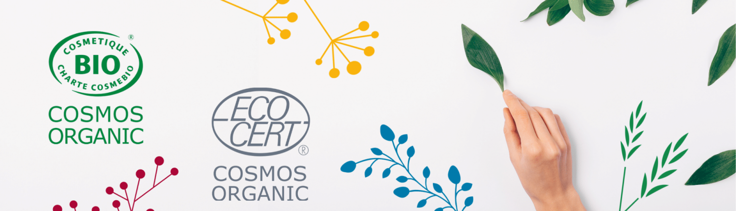 bannière avec les logos Bio et Ecocert Cosmos Organic